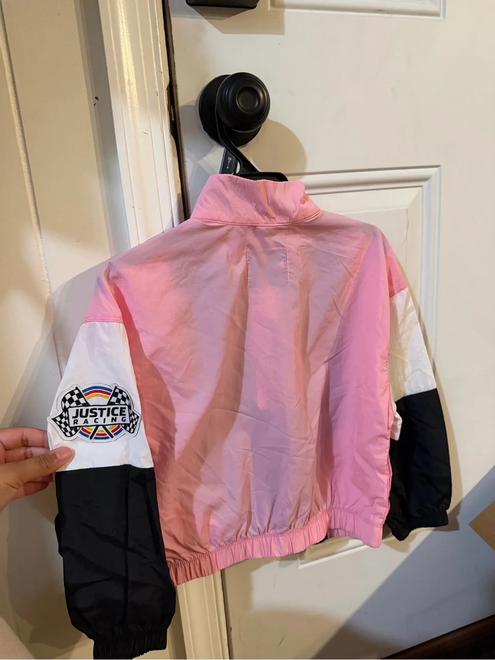 Justice Pink & Black NASCAR Cropped Windbreaker Jacket